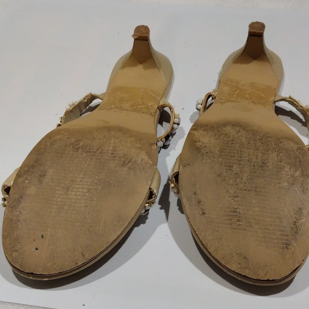 2 For 8 Dollar Sale Chic And Stylish,Beige 2 in heel embossed With Stone Sandal - Picture 4 of 6